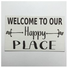 Welcome Happy Place Sign Wall Plaque or Hanging Shabby Rustic Chic Home   292214538658